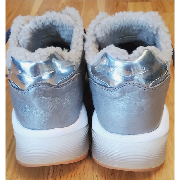 VOILE BLANCHE JULIA FUR SHEEPSKIN-LINED SNEAKERS Size 41 US 11 Gray - Picture 6 of 12